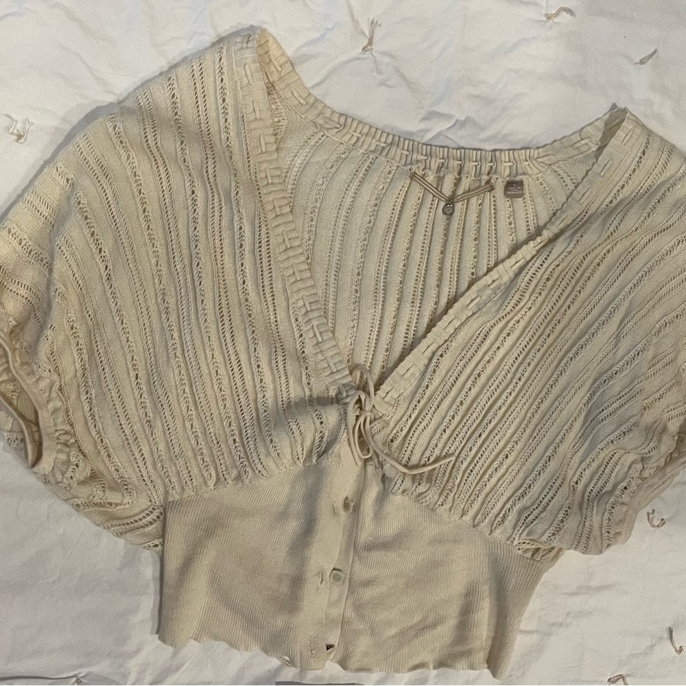 Anthropologie Knitted & Knotted Crochet Cardigan Sweater Size S